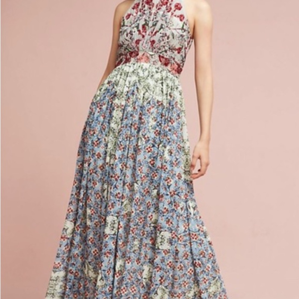 Anthropologie Bhunani Adelise Floral Halter Maxi Dress